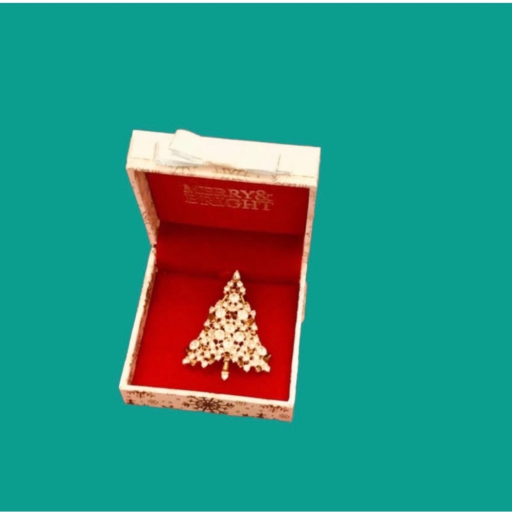 Silver and gold Christmas Tree Brooch - Picture 3 of 7